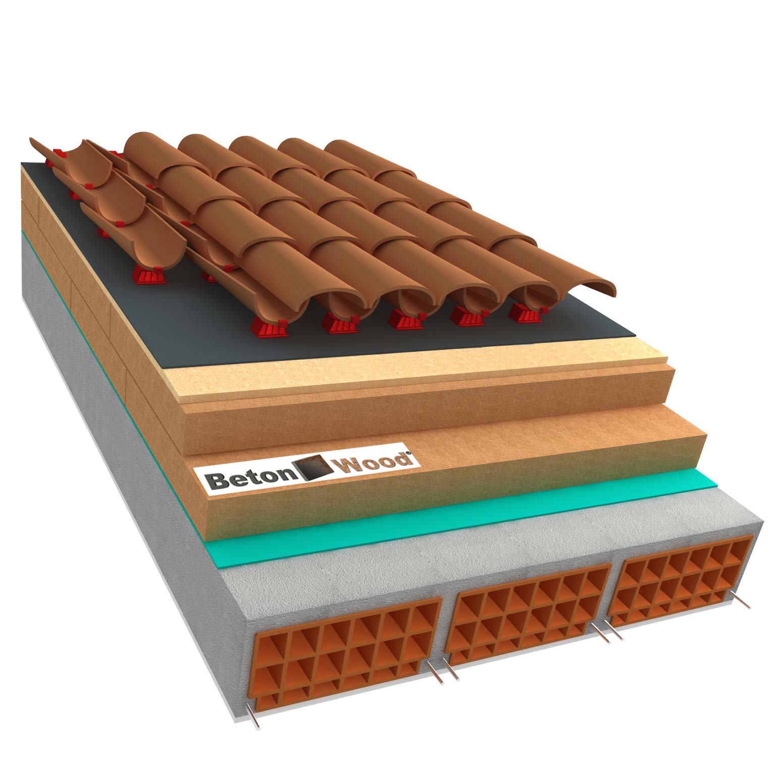 Ventilated roof with wood fiber Isorel and Universal on concrete