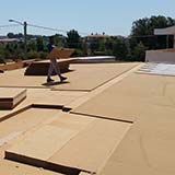 Wood fiber roof with cement bonded particle boards